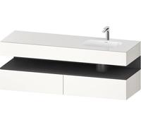 Duravit Qatego lavabo encastré avec meuble sous-lavabo en console, 1600x550x600mm, niche graphite mat, vasque à droite, QA4796049220010, QA4796049220010, Colorazione: Bianco lucido/con illuminazione a