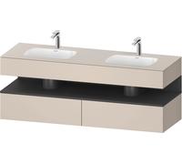 Duravit Qatego lavabo encastré avec meuble sous-lavabo en console, 1600x550x600mm, niche graphite mat, lavabo double, QA4797049830010, QA4797049830010, Colorazione: Supermateria di colore grigio con i