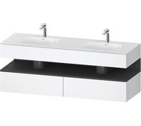 Duravit Qatego lavabo encastré avec meuble sous-lavabo en console, 1600x550x600mm, niche graphite mat, lavabo double, QA4797049180010, QA4797049180010, Colorazione: Bianco opaco/con illuminazione di n