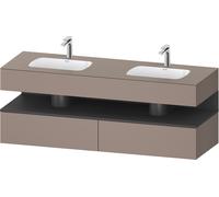 Duravit Qatego lavabo encastré avec meuble sous-lavabo en console, 1600x550x600mm, niche graphite mat, lavabo double, QA4797049430000, QA4797049430000, Colorazione: Basalto opaco