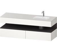 Duravit Qatego lavabo encastré avec meuble sous-lavabo en console, 1600x550x600mm, niche graphite supermatt, vasque à droite, QA4796080840010, QA4796080840010, Colorazione: Supermateria bianca con ill
