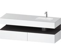 Duravit Qatego lavabo encastré avec meuble sous-lavabo en console, 1600x550x600mm, niche graphite supermatt, vasque à droite, QA4796080180010, QA4796080180010, Colorazione: Bianco opaco/con illuminazi