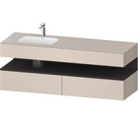 Duravit Qatego lavabo encastré avec meuble sous-lavabo en console, 1600x550x600mm, niche graphite supermatt, vasque à gauche, QA4795080830000, QA4795080830000, Colorazione: supermatt grigio
