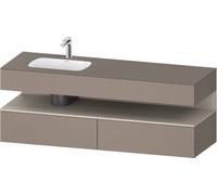 Duravit Qatego lavabo encastré avec meuble sous-lavabo en console, 1600x550x600mm, niche taupe mat, vasque à gauche, QA4795091430010, QA4795091430010, Colorazione: Basalto opaco/con illuminazione a ni