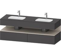 Duravit Qatego lavabo encastré avec meuble sous-lavabo en console, 1600x550x600mm, niche Taupe Supermatt, lavabo double, QA4797083490000, QA4797083490000, Colorazione: Grafite opaca