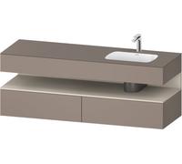Duravit Qatego lavabo encastré avec meuble sous-lavabo en console, 1600x550x600mm, niche Taupe Supermatt, vasque à droite, QA4796083430000, QA4796083430000, Colorazione: Basalto opaco