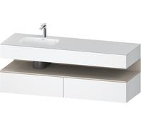 Duravit Qatego lavabo encastré avec meuble sous-lavabo en console, 1600x550x600mm, niche Taupe Supermatt, vasque à gauche, QA4795083180010, QA4795083180010, Colorazione: Bianco opaco/con illuminazione