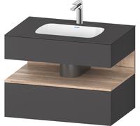 Duravit Qatego lavabo encastré avec meuble sous-lavabo en console, 800x550x600mm, niche en chêne mamelonné, QA4785055490010, QA4785055490010, Colorazione: Grafite opaco/con illuminazione di nicchia
