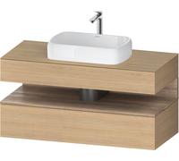 Duravit Qatego Meuble sous-lavabo avec console, 1 tiroir, 1 tiroir, découpe au centre, 1200x550x600mm, niche en chêne marbré, QA4732055300010, QA4732055300010, Colorazione: Rovere naturale/con illumin