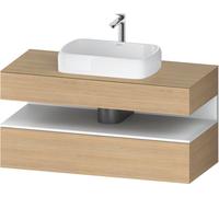 Duravit Qatego Meuble sous-lavabo avec console, 1 tiroir, 1 tiroir, découpe au centre, 1200x550x600mm, niche blanc mat, QA4732018300010, QA4732018300010, Colorazione: Rovere naturale/con illuminazione