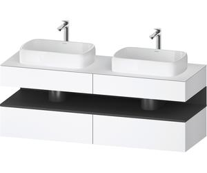 Duravit Qatego Meuble sous-lavabo en console, 2 tiroirs, 2 découpes, 1600x550x600mm, niche graphite mat, QA4779049180010, QA4779049180010, Colorazione: Bianco opaco/con illuminazione di nicchia