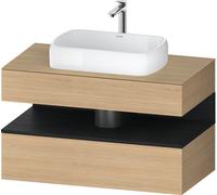 Duravit Qatego Meuble sous-lavabo sur console, 1 tiroir, 1 tiroir, découpe au centre, 1000x550x600mm, niche chêne noir, QA4731016300010, QA4731016300010, Colorazione: Rovere naturale/con illuminazione