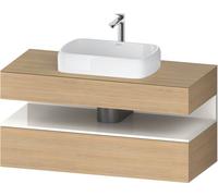 Duravit Qatego Meuble sous-lavabo sur console, 1 tiroir, 1 tiroir, découpe au centre, 1200x550x600mm, niche blanc brillant, QA4732022300010, QA4732022300010, Colorazione: Rovere naturale/con illuminaz