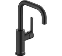 Duravit Rubinetto per lavabo, a risparmio energetico (FreshStart), rubinetto a risparmio energetico (MinusFlow), rubinetto da bagno, nero opaco