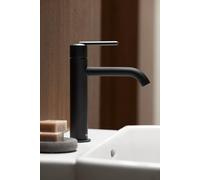 Duravit Rubinetto per lavabo, misura M (altezza erogatore 138 mm), rubinetto a risparmio energetico (FreshStart), rubinetto per bagno (MinusFlow), rubinetto per bagno, nero opaco