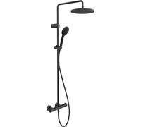 Duravit Sistema doccia a risparmio energetico, soffione doccia a 3 tipi di getto (Rain, SoftRain, IntenseRain), soffione regolabile ad angolo, set doccia facile da pulire, nero opaco
