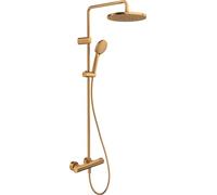 Duravit sistema doccia, sistema doccia a risparmio idrico, soffione doccia con 3 tipi di getto (pioggia, pioggia intensa, pioggia morbida), soffione regolabile, set doccia facile da pulire, bronzo