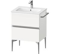 Duravit Sivida bâti-support pour lavabo, 2 tiroirs, poignée profilée chromée, 610x477x591mm, pour ME by Starck, SV4643010180000, SV4643010180000, Colorazione: Bianco Opaco