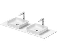 Duravit Sivida double lavabo Set carré incl. console 1350x500x123mm, 2680213200, 2680213200, Colorazione: Lavabo Interno: Bianco seta opaco, esterno: Bianco seta opaco; Console: Bianco