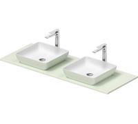 Duravit Sivida double lavabo Set carré incl. console 1350x500x123mm, 268021FH00, 268021FH00, Colorazione: Lavabo Interno: Bianco seta opaco, esterno: verde chiaro opaco; console: Verde pallido
