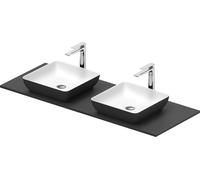 Duravit Sivida double lavabo Set carré incl. console 1350x500x123mm, 268021FI00, 268021FI00, Colorazione: Lavabo Interno: Bianco seta opaco, esterno: Grigio scuro opaco; Console: Grigio scuro