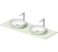 Duravit Sivida double lavabo Set rond incl. console 1350x500x123mm, 268016FH00, 268016FH00, Colorazione: Lavabo Interno: Bianco seta opaco, esterno: verde chiaro opaco; console: Verde pallido
