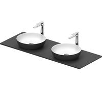 Duravit Sivida double lavabo Set rond incl. console 1350x500x123mm, 268016FI00, 268016FI00, Colorazione: Lavabo Interno: Bianco seta opaco, esterno: Grigio scuro opaco; Console: Grigio scuro