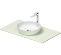 Duravit Sivida kit lavabo, rond, 400x400mm, incl. console 880x500mm, 268013FH00, 268013FH00, Colorazione: Lavabo Interno: Bianco seta opaco, esterno: verde chiaro opaco; console: Verde pallido