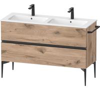 Duravit Sivida Meuble sous-lavabo, 2 tiroirs, poignée noire diamantée mate, 1280x477x591mm, pour ME by Starck, SV46470BD550000, SV46470BD550000, Colorazione: Rovere marmorizzato