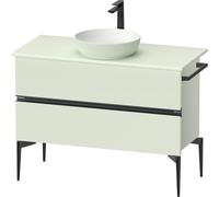 Duravit Sivida Meuble sous-lavabo sur console, 2 tiroirs, poignée noire diamantée mate, 1045x475x548mm, SV46590BDHH0000, SV46590BDHH0000, Colorazione: Verde pallido opaco