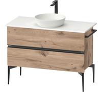 Duravit Sivida Meuble sous-lavabo sur console, 2 tiroirs, poignée noire diamantée mate, 1045x475x548mm, SV46590BD550000, SV46590BD550000, Colorazione: Rovere marmorizzato