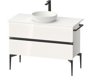 Duravit Sivida Meuble sous-lavabo sur console, 2 tiroirs, poignée noire diamantée mate, 1045x475x548mm, SV46590BD220000, SV46590BD220000, Colorazione: Bianco lucido