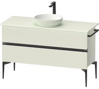 Duravit Sivida Meuble sous-lavabo sur console, 2 tiroirs, poignée noire diamantée mate, 1245x475x548mm, SV46600BDHH0000, SV46600BDHH0000, Colorazione: Verde pallido opaco