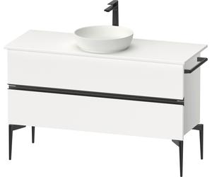 Duravit Sivida Meuble sous-lavabo sur console, 2 tiroirs, poignée noire diamantée mate, 1245x475x548mm, SV46600BD180000, SV46600BD180000, Colorazione: Bianco Opaco