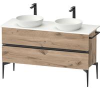 Duravit Sivida Meuble sous-lavabo sur console, 2 tiroirs, poignée noire diamantée mate, 1315x475x548mm, SV46610BD550000, SV46610BD550000, Colorazione: Rovere marmorizzato