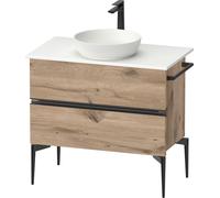 Duravit Sivida Meuble sous-lavabo sur console, 2 tiroirs, poignée noire diamantée mate, 845x475x548mm, SV46580BD550000, SV46580BD550000, Colorazione: Rovere marmorizzato