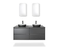 Duravit Sivida vasque à poser ronde, 400x400mm, sans trou pour robinet, sans trop-plein, 266000FI00, 266000FI00, Colorazione: Colore interno bianco seta opaco, colore esterno grigio scuro opaco