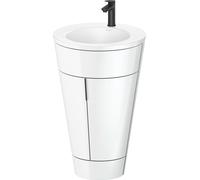 Duravit Starck 1 c-bonded Ensemble au sol, rond, 560x864x605mm, lavabo blanc satiné, poignée noir diamant, S19512OBD850000, S19512OBD850000, Colorazione: Laccato lucido bianco