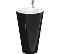 Duravit Starck 1 c-bonded Ensemble au sol, rond, 560x864x605mm, lavabos blanc satiné, poignée chrome, S19512O10400000, S19512O10400000, Colorazione: Laccato nero lucido