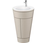 Duravit Starck 1 c-bonded Ensemble au sol, rond, 560x864x605mm, lavabos blanc satiné, poignée chrome, S19512O10600000, S19512O10600000, Colorazione: Taupe seta opaco laccato opaco