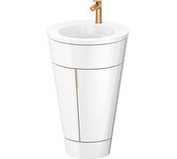 Duravit Starck 1 c-bonded Ensemble au sol, rond, 560x864x605mm, lavabos blanc ultra-brillant, poignée bronze, S19513O04850000, S19513O04850000, Colorazione: Laccato lucido bianco