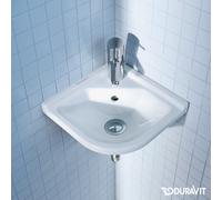 Duravit Starck 3 - Lavamani ad angolo 430x380 mm, con 1 foro per miscelatore, con WonderGliss, bianco 07524400001
