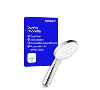 Duravit Universal Doccetta a mano, Doccia con 3 tipi di getto (Rain, IntenseRain, SoftRain), Doccia a mano rotonda (Ø 110 mm), Doccetta con funzione MinusFlow a risparmio idrico, Cromo/Bianco