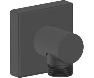 Duravit Universal Gomito a parete, Gomito di collegamento alla doccia con copertura quadrata a parete, Raccordo del tubo flessibile doccia, nero opaco