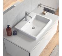 Lavabo da incasso Duravit Vero Air 55x45,5cm, con sfioratore, con panca per rubinetto, 1 foro per rubinetto, per installazione dall'alto, Colorazione: Bianco con Wondergliss