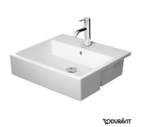 Lavabo semi-incasso Duravit Vero Air 55x47cm, con troppopieno, con foro per rubinetto, 1 foro per rubinetto, per installazione in consolle in legno, Colorazione: Bianco - 0382550000