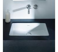 Duravit lavabo da incasso Vero 48cm bianco con troppopieno, senza foro per il rubinetto da banco, Colorazione: Bianco con Wondergliss - 03304800001