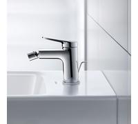 Duravit Wave Mitigeur monocommandé pour bidet, saillie 128 mm, avec garniture découlement, WA2400001010, WA2400001010, Colorazione: Cromo lucido