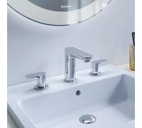 Wave Duravit, robinetterie de lavabo à 3 trous, saillie 129 mm, avec garniture découlement, WA1060005010, WA1060005010, Colorazione: Cromo lucido