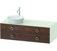 Duravit White Tulip, meuble sous-lavabo suspendu, largeur 1300 x profondeur 550mm, avec 2 tiroirs, avec poignée, WT4992L7736, WT4992L7736, Colorazione: Corpo: Bianco seta opaco, Fronte: Noce americano